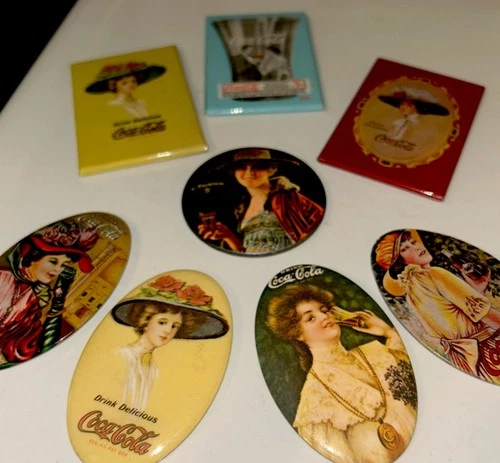 Vintage Coca-Cola Pocket Mirrors Retro Advertising Art Lot Of 8