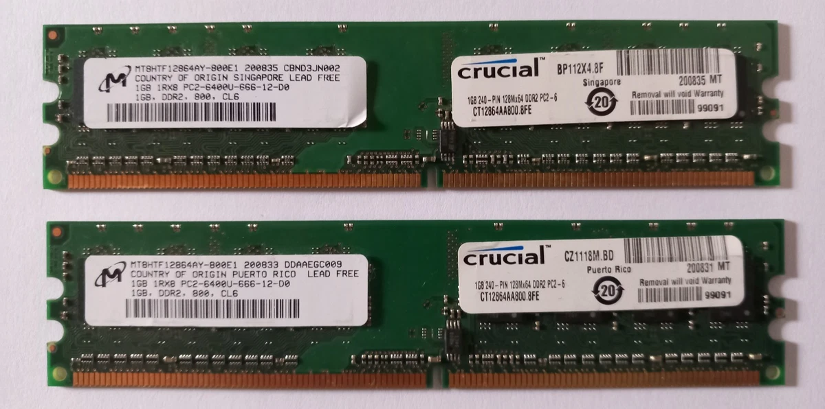 Barrette RAM PNY 2 Go DDR2 PC2-6400 (800 MHz) - Non ECC 240 Broches - Réf 64B0QJTHE-HS
