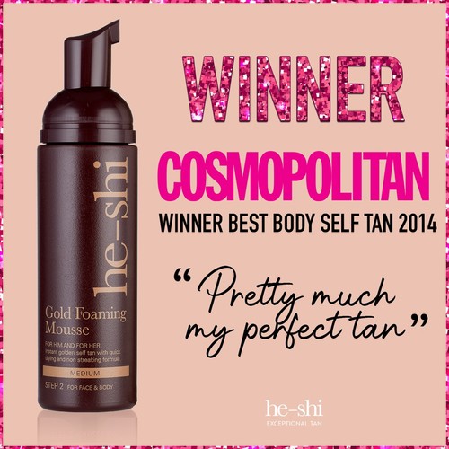 He-Shi Gold Foaming Mousse - Medium Self Tan - Quick Dry - Easy to Apply - Picture 5 of 9
