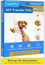 DTF Transfer Film: 13x19 Inch 50 Sheets Premium Double-Sided Matte Finish PET
