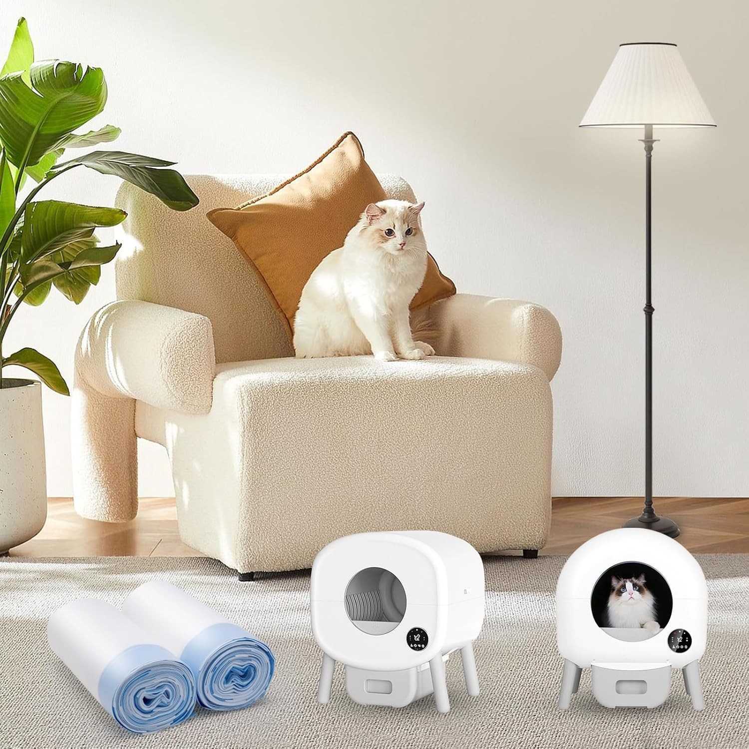 40 Pack Heavy Duty Cat Litter Box Liners, Extra Thick Automatic Bags, Leakproof