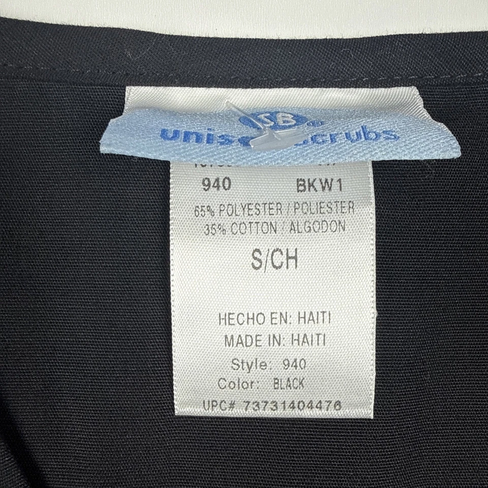 Blusa Médica SB Unisex Pequeña Negra Cuello en V Bolsillo Uniforme Médico Foto 4 de 4