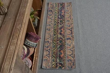 Blue and Brown Area Rug, 2.7x3.6 ft Vintage Patchwork Design