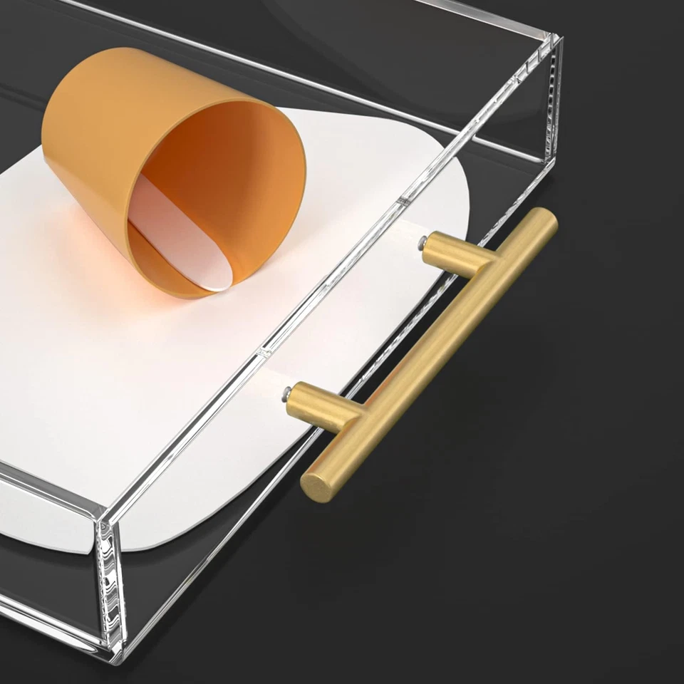 Bandeja para servir transparente 12x12 pulgadas, bandejas acrílicas con asas doradas, ab... Foto 4 de 4