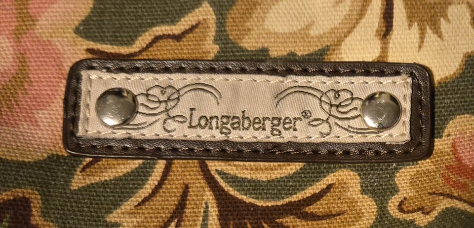 Longaberger Homestead Bolso de Mano Cartera Tela Floral Hermoso Marrón Tejido Mango Foto 2 de 4