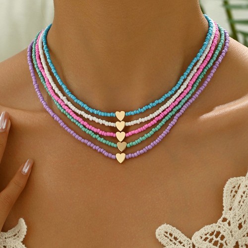 Bohemian Style Imitation Pearl Woven Rice Bead Necklace for Daily Wear - Picture 6 of 31