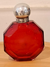 Parfum Flakon achteckig gepunzt 1890 Birmingham Charles May & Son Rubinglas