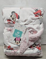 Disney Baby Minnie Mouse Holiday Christmas Pink Baby Blanket 30"X 40"/New