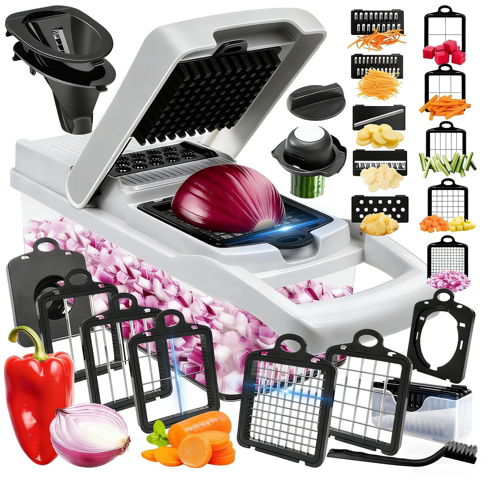 Vegetable Chopper, 10 Blades Slicer Onion Dicer, Multi 23-in-1 Veggie Mandoli...