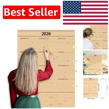 Stunning Kraft Paper Wall Calendar 2026, Extra Large 36" x 48" with Stickers