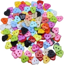 100Pcs/Lot Plastic Heart Shaped Buttons Mixed Color Making Made Fastener Snap...