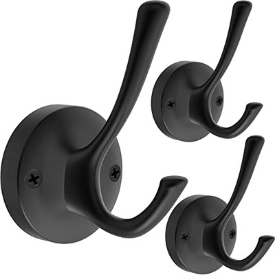 Wall Hooks Towel Hooks Coat Hooks Robe Hook Heavy Duty Metal 3 Pack Black