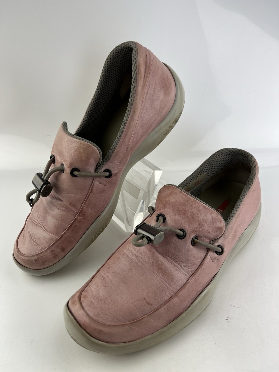 PRADA ピンク スエード ローファー ピンク系 PRADA(プラダ) ローファー・オックスフォード