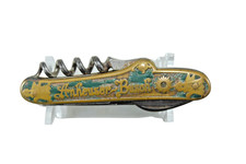 Rare Antique 1890's Anheuser Busch Beer Brass Enamel Bartender Knife & Corkscrew