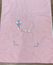 VTG Baby Avenue Reversible Acrylic Blanket Pink White Balloons Chicks Flowers