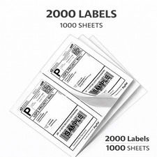 2000 Half Sheet Shipping Labels 8.5x5.5 Matte White Self Adhesive Inkjet Laser