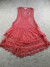 Wishlist Tank Women S/M Lace Boho Sheer Tiered Mesh Festival Summer Fairy Whimsy