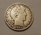 1892 BARBER HALF DOLLAR.   GOOD-VERY GOOD CONDITION.