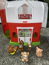 Fisher Price Little People Animal Friends Farm Red Barn Silo w Figures TESTED