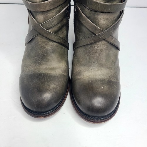 Freebird Baker Belted Western Boots Zip Gray Dark Brown Biker Moto Sz 11 - Imagen 5 de 7