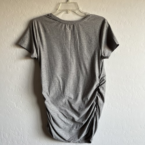 S (4-6) Time and Tru Women's Maternity Short Sleeve Graphic Knit T-Shirt Gray - Picture 9 of 11