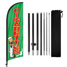 FSFLAG Cigarettes Advertising Swooper Flag Banner with Pole and Ground Stake 8FT