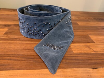 Grey suede leather tie belt Womens Grey Faux Suede Leather Studded Wide Tie Belt 74  main image 2