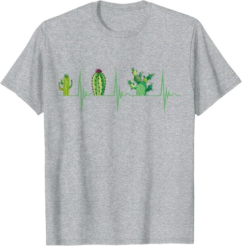 Cactus Heartbeat EKG Pulse Cacti Lover Succulent Gardening T-Shirt Hoodie - Picture 9 of 19
