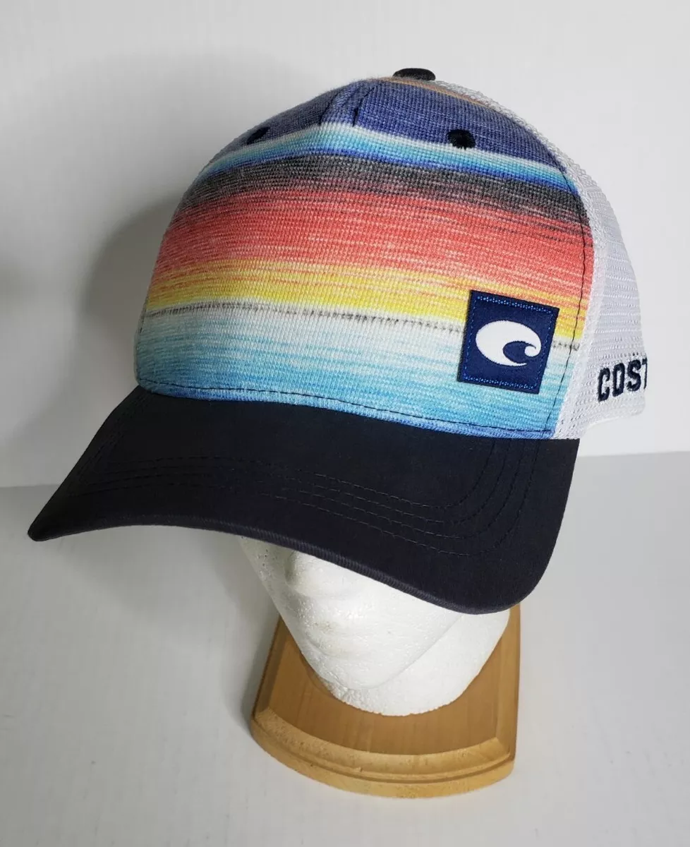 Costa Del Mar Men's Trucker Hat Snapback Cap Costa Baja Stripe Mesh Hat NWTs