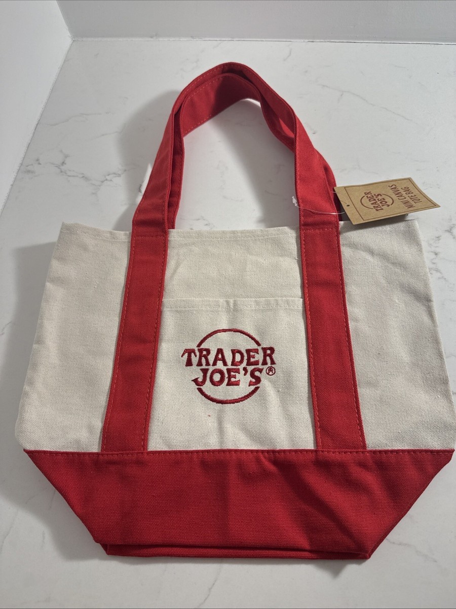 Trader Joe's RED Mini Canvas Tote Bag Limited Edition, NWT | eBay