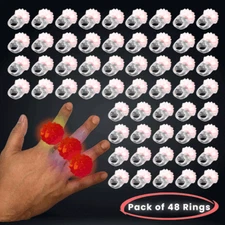 48 Red Light-Up Jelly Bumpy Rings Flashing LED Party Wedding Dance Rave