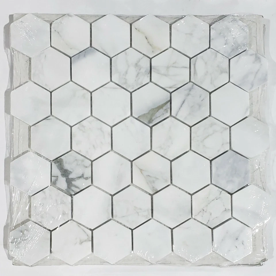 Azulejo de mosaico MSI Calacatta Cressa hexagonal 12x12 (9,8 sq. ft/estuche) CALCRE-2HEXH  Foto 2 de 4