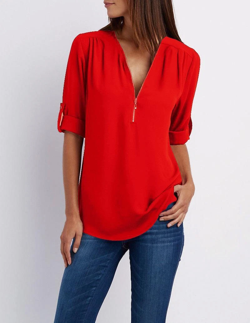 Camisas Con Cierre Blusas Damas Para Mujer Blusa De Vestir Moderna Elegantes