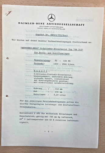 Mercedes-Benz AG, Dieselmotor OM 315, Offerte, Zeichnung, Daimler um 1955
