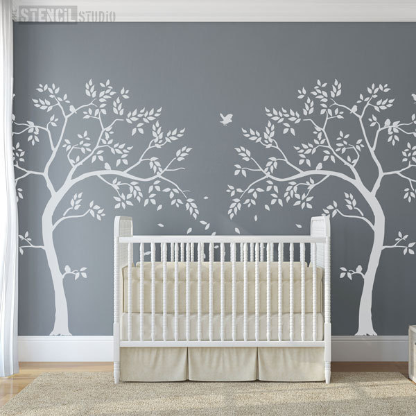 Nursery Tree Wall Stencil - Create a Tree Wall Mural in your Nursery - 10618
