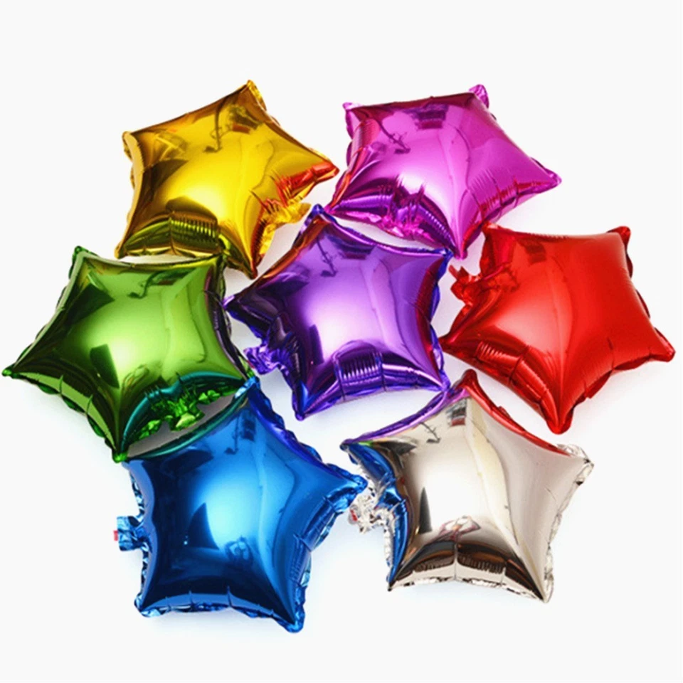 1-10 5" 10" 18" 24" Star Solid Foil Balloon Helium Ball Baby Shower Graduation - Image 2 of 4