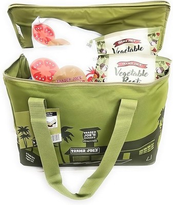 Trader Joe's Large Insulated Tote Olive Green 8 Gallon Reusable Bag Cooler *NEW*