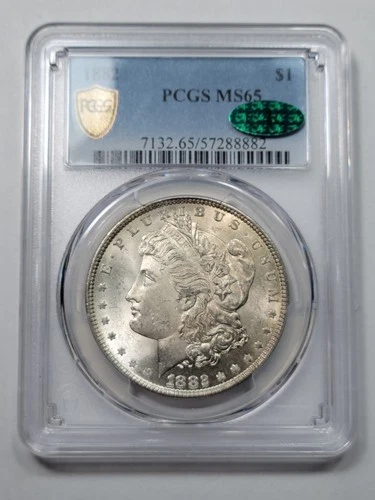 1882 P Morgan Silver Dollar $1 PCGS MS65 CAC Green Bean Philadelphia *K708