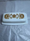 Vintage Pyrex Butterfly Gold Milk Glass Butter Dish W/Lid
