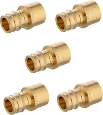 5-Pack  Pex a Expansion Brass Fittings 1/2"X 1/2" Female Sweat Adapter, ASTM F19