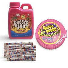 Nostalgic Bubble Gum Candy: Bazooka Bubble Gum (~19 Pieces), Bubble Tape and Bub