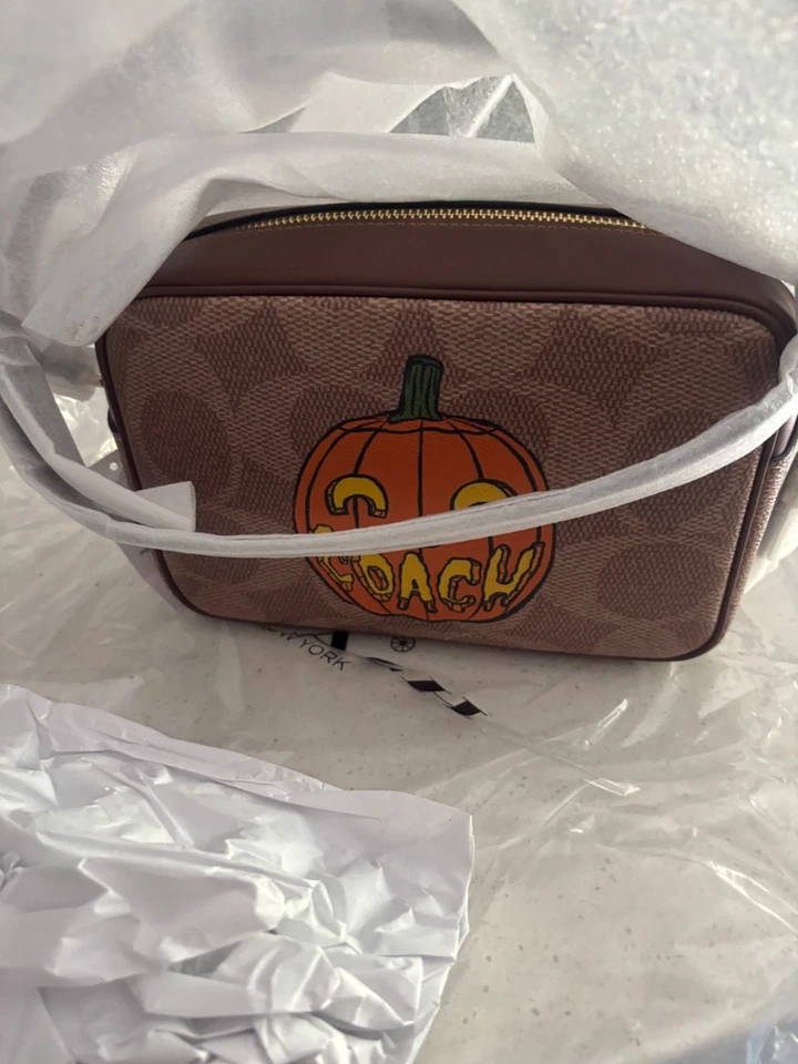 Bolso para cámara Coach Jamie lona exclusiva con estampado de Halloween calabaza CCK86 nuevo con etiquetas Foto 3 de 4