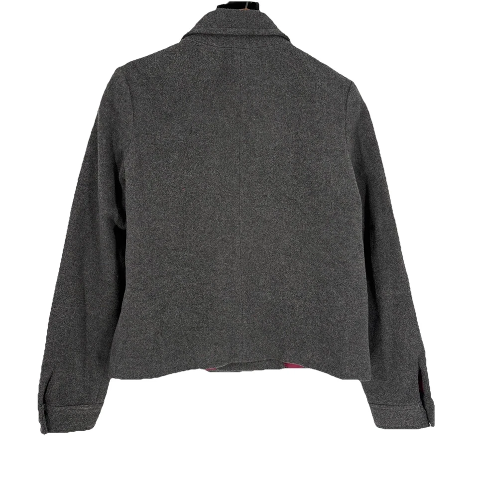 Tommy Hilfiger Mujer Chaquetón Recortado Mezcla Lana S Gris Preppy Retro Militar Foto 2 de 4