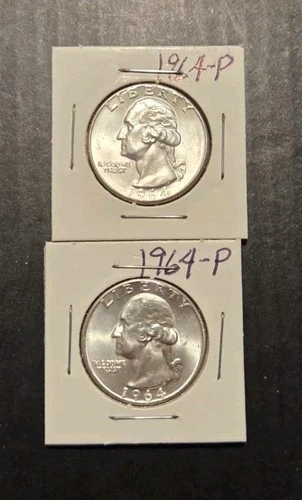 1964 P Washington Quarters Lot Of 2 Brilliant Uncirculated