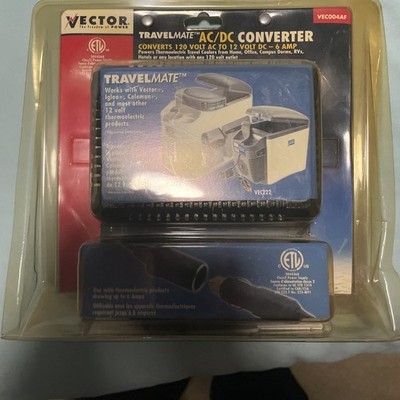 VECTOR Travel Mate AC DC Converter VEC004 110 Volt to 12v Sealed NOS