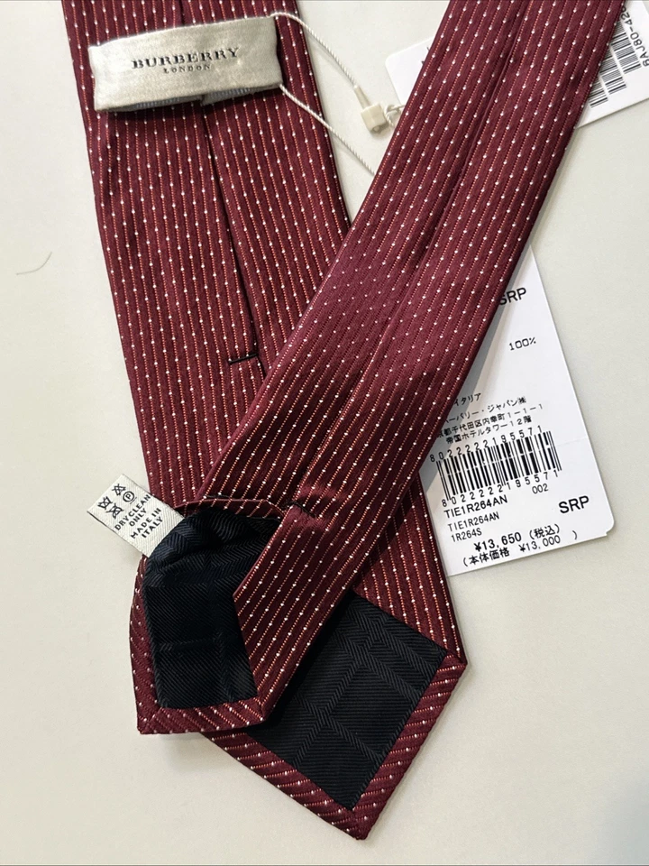 NUEVA Corbata Burberry Borgoña Hombre 100% Seda Auténtica Italia 3" 0300513 Foto 4 de 4