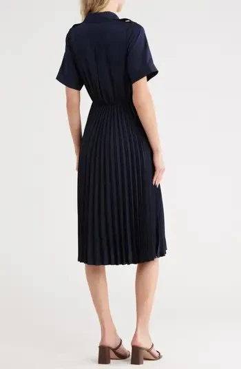 Vestido midi Jason Wu azul marino acordeón plisado talla 3X $258 Foto 2 de 2