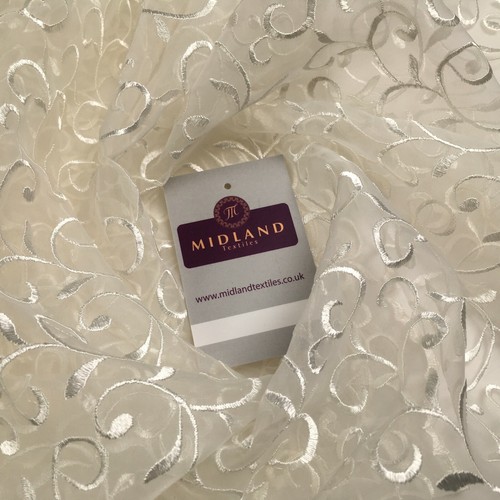 £9.99 Embroidered Floral Viscose Organza Dress Curtain Fabric 150 cm MK1359 - Picture 23 of 47