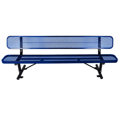 8FT Outdoor Steel Bench with Backrest Expanded Metal for Garden Picnic - Picture 11 of 11