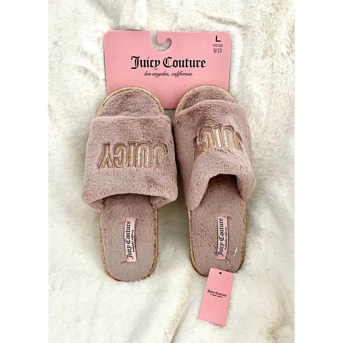 JUICY COUTURE SLIPPERS Slip On Luxe Comfort Feel eBay